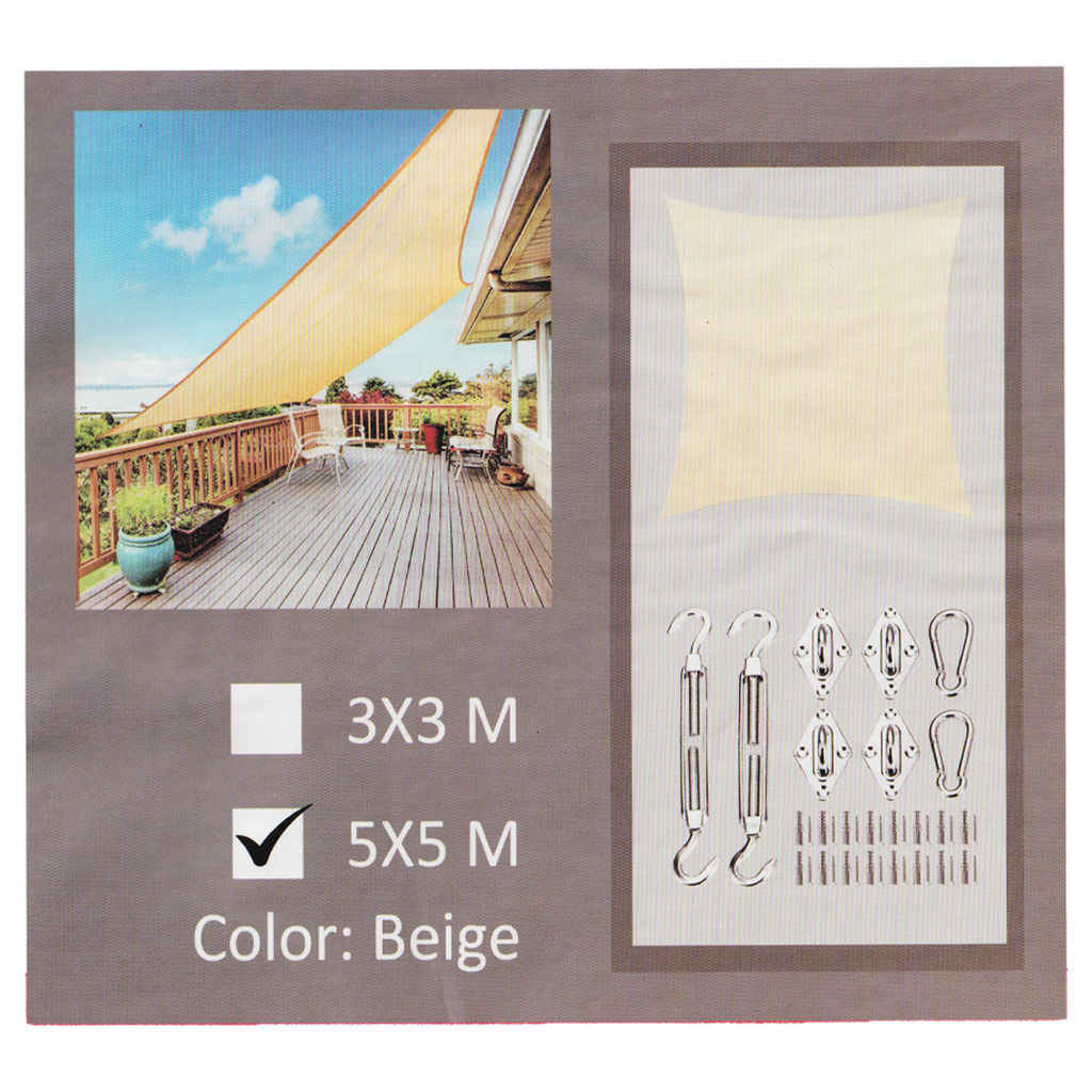 TOLDO CUADRADO TIPO VELA 5x5MTS BEIGE TRICAL 0-672