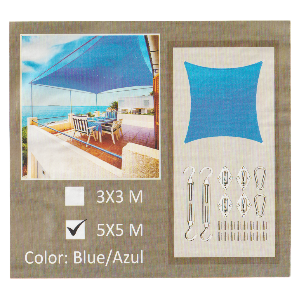 TOLDO CUADRADO TIPO VELA 5x5MTS AZUL TRICAL 0-673