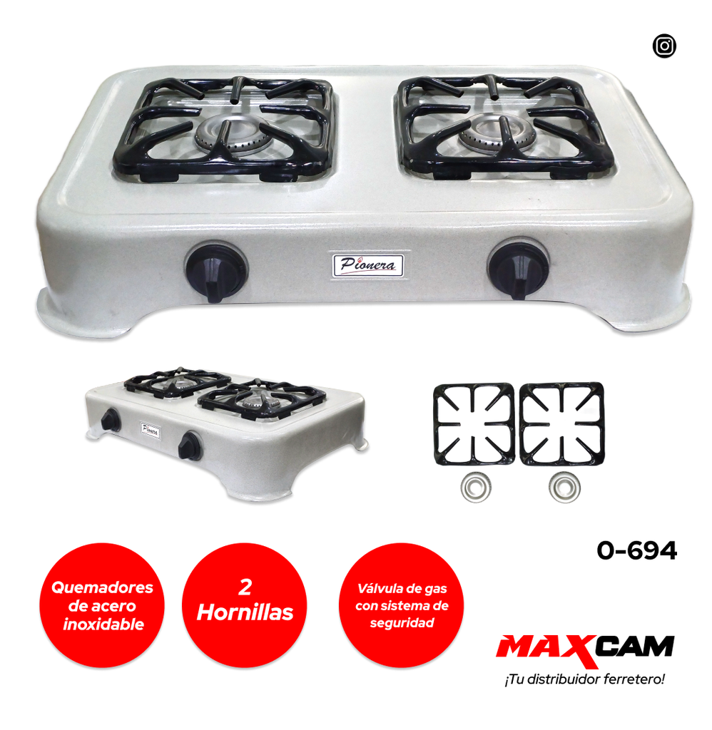 COCINA GAS 2 HORNILLA PIONERA 0-694