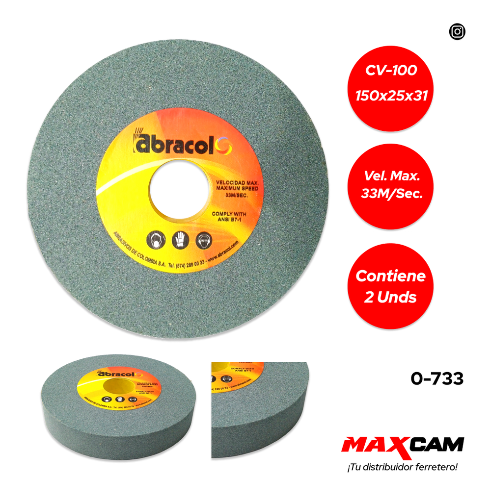 DISCO P/ESMERIL D/BANCO CV-100 150X25X31 ABRACOL 0-733