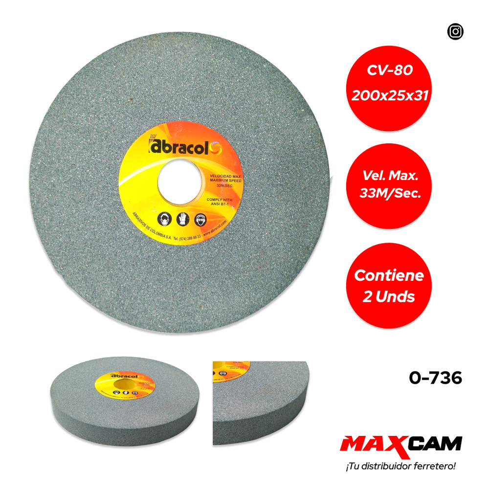 DISCO P/ESMERIL D/BANCO 200X25X31 ABRACOL 0-736