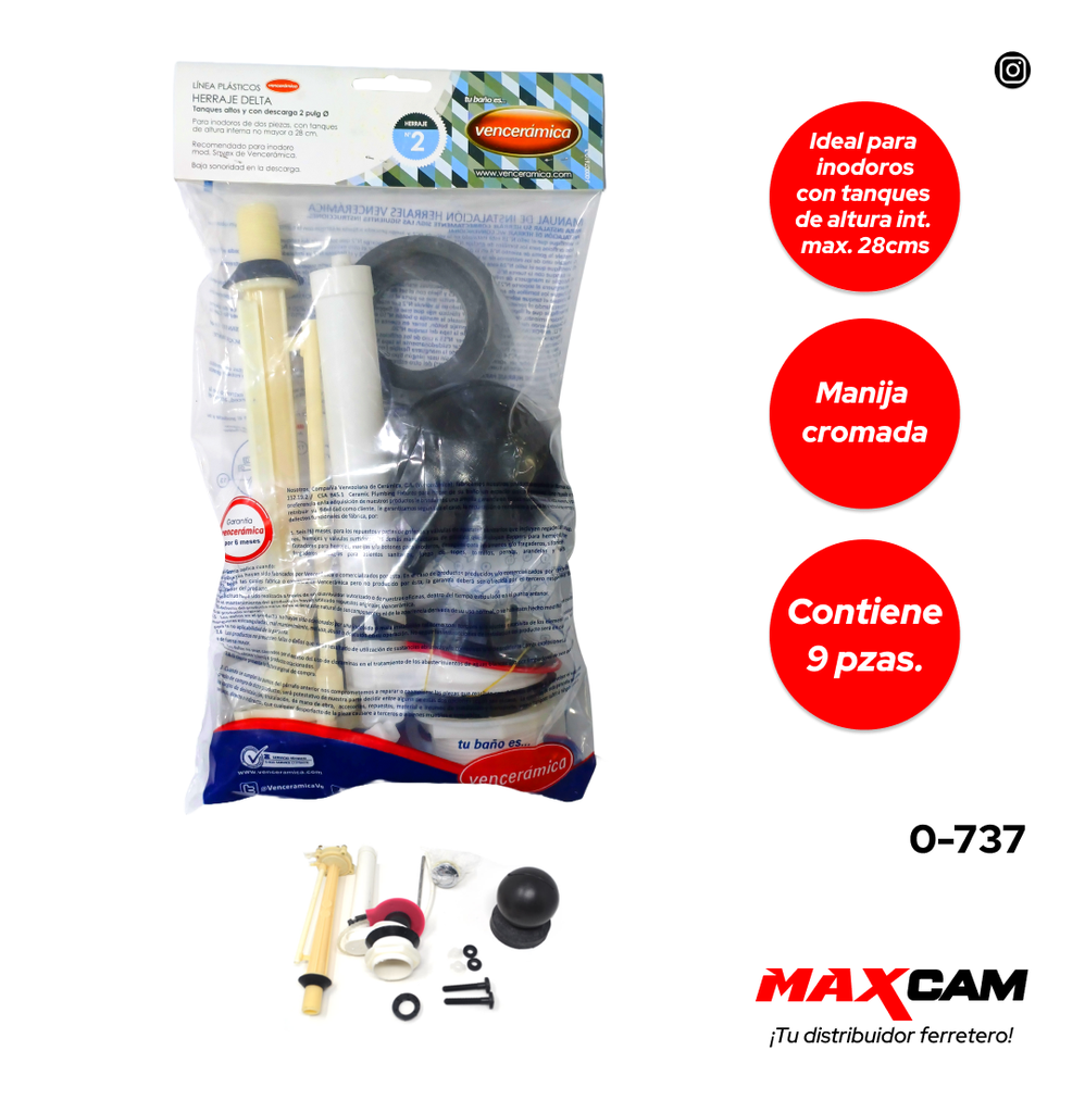 HERRAJE DELTA C/MANIJA CROM VENCERAMICA 0-737