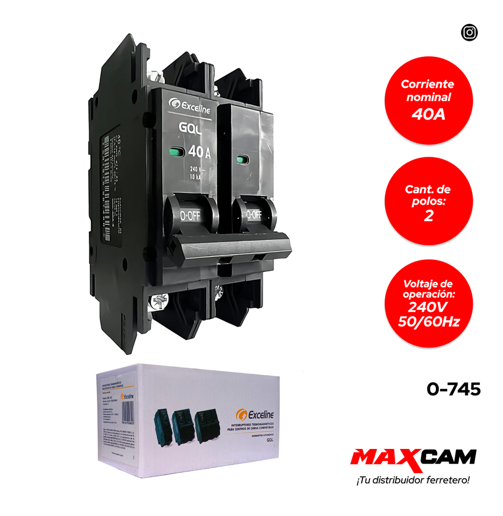 BREAKER EMPOTRAR GQL 2x40 EXCELINE 0-745