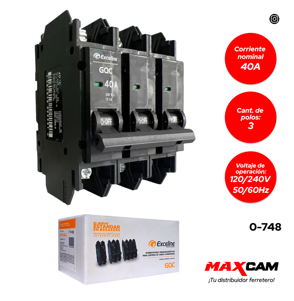 BREAKER SUPERFICIAL GQC 3x40A EXCELINE 0-748