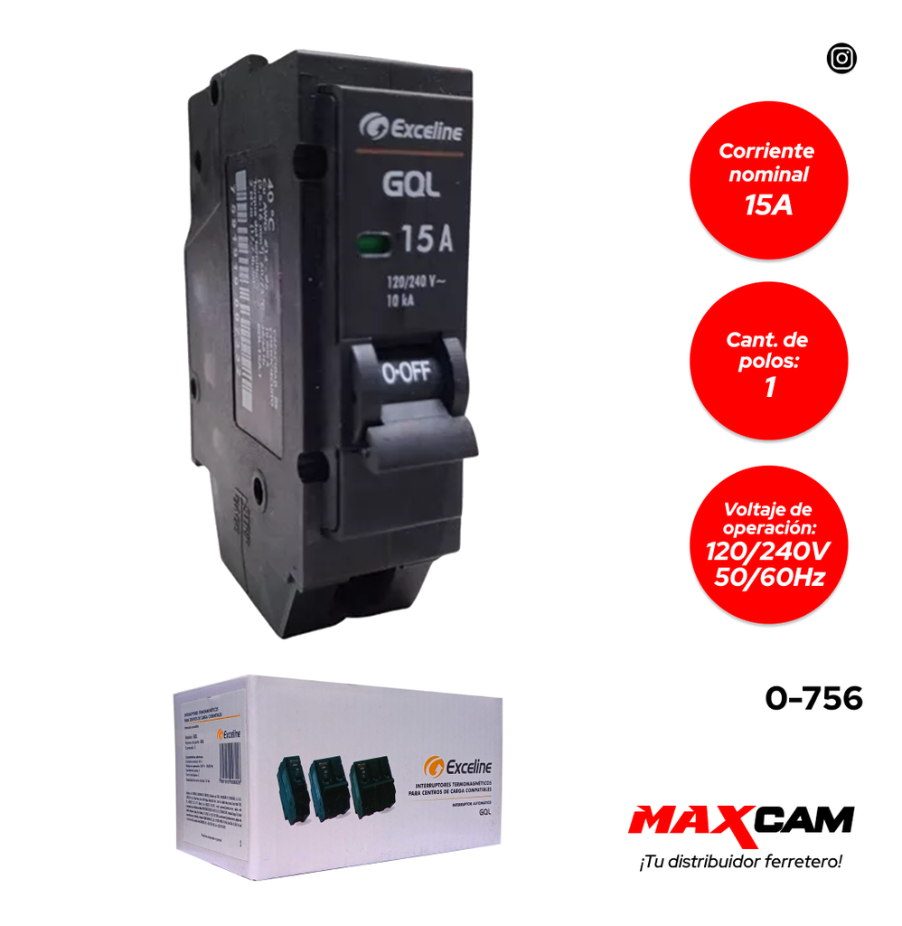 BREAKER EMPOTRAR GQL 1x15 EXCELINE 0-756