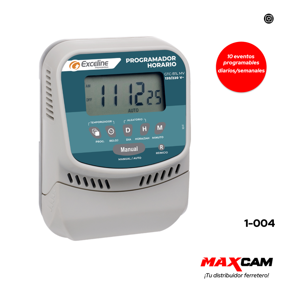 RELOJ PROGRAMADOR DIGITAL 220V EXCELINE 1-004
