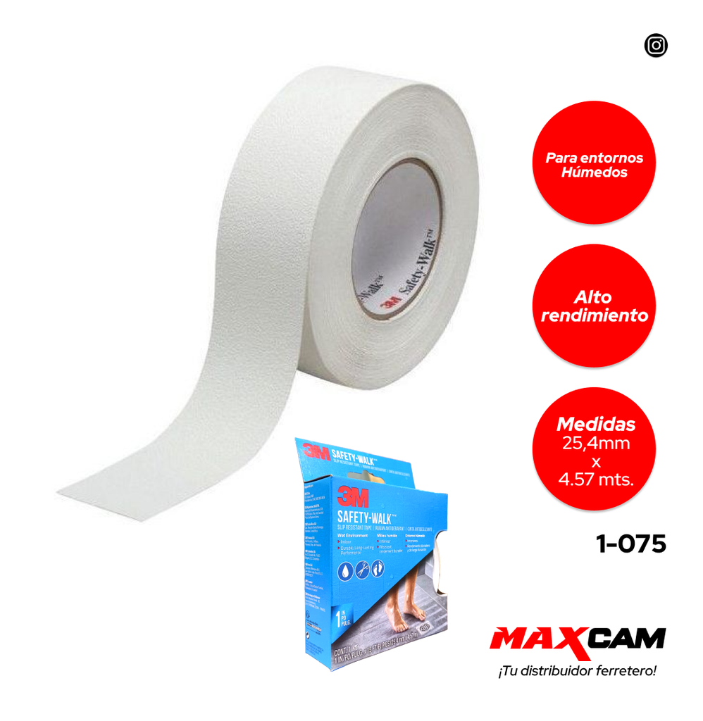 CINTA ANTI RESBALANTE P/BAÑO 1" x 4.5 MTS 3M 1-075