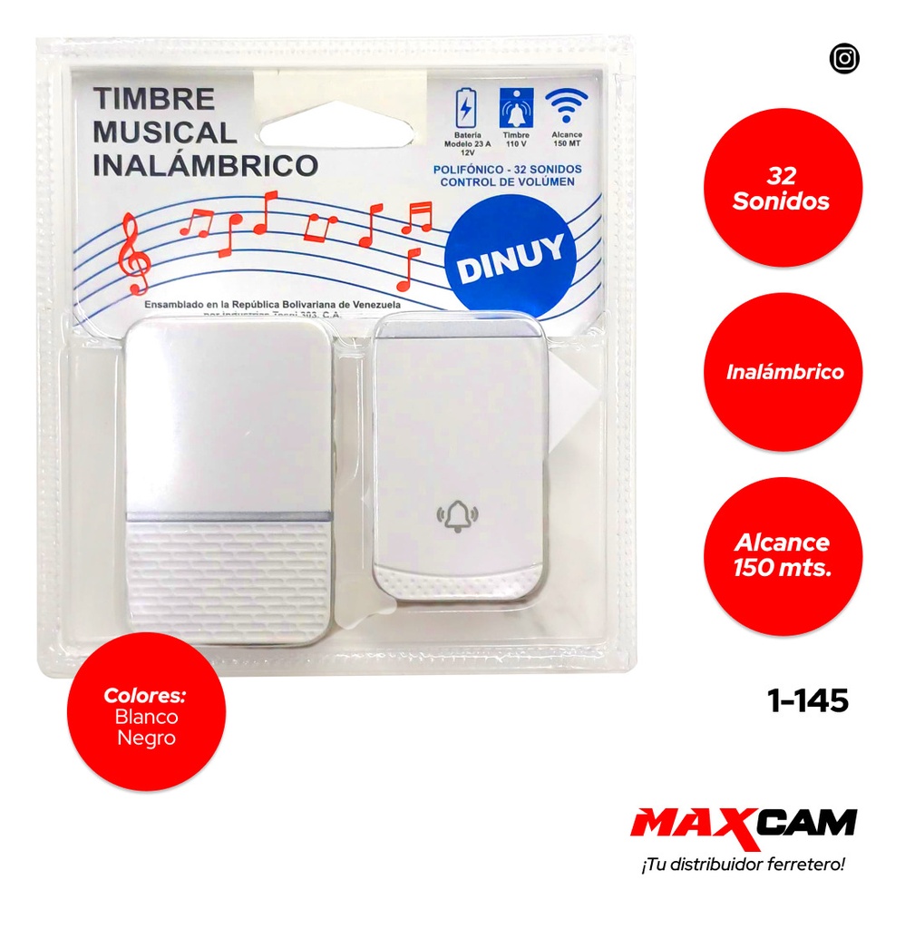TIMBRE INALAMBRICO DINUY 1-145