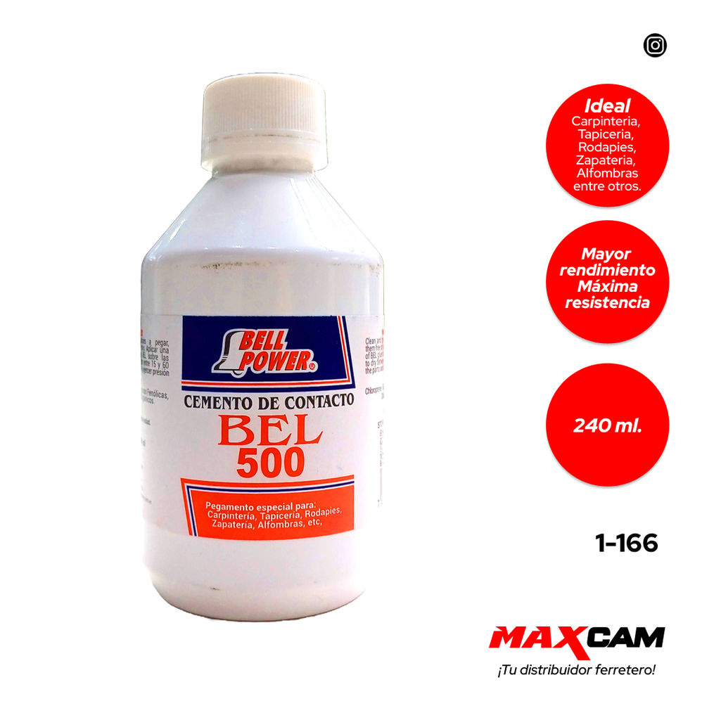 CEMENTO CONTACTO x 1/16 (240ML) BELL 500 POWER 1-166