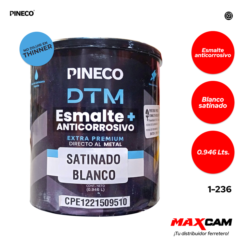 PINTURA ESMALTE ACRILICO BLANCO SATIN x 1/4 PRESTIGE 1-236
