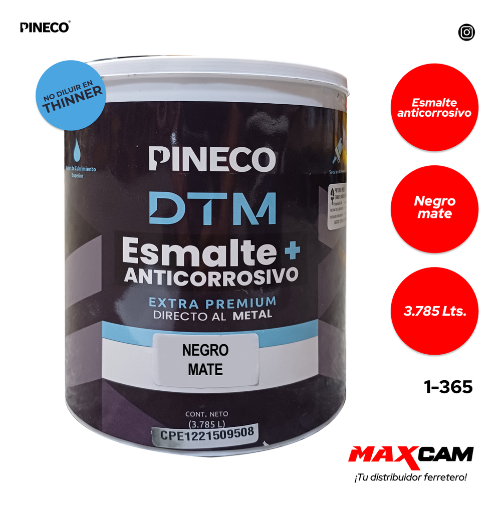 PINTURA ESMALTE ACRILICO NEGRO MATE x GALON PRESTIGE 1-365