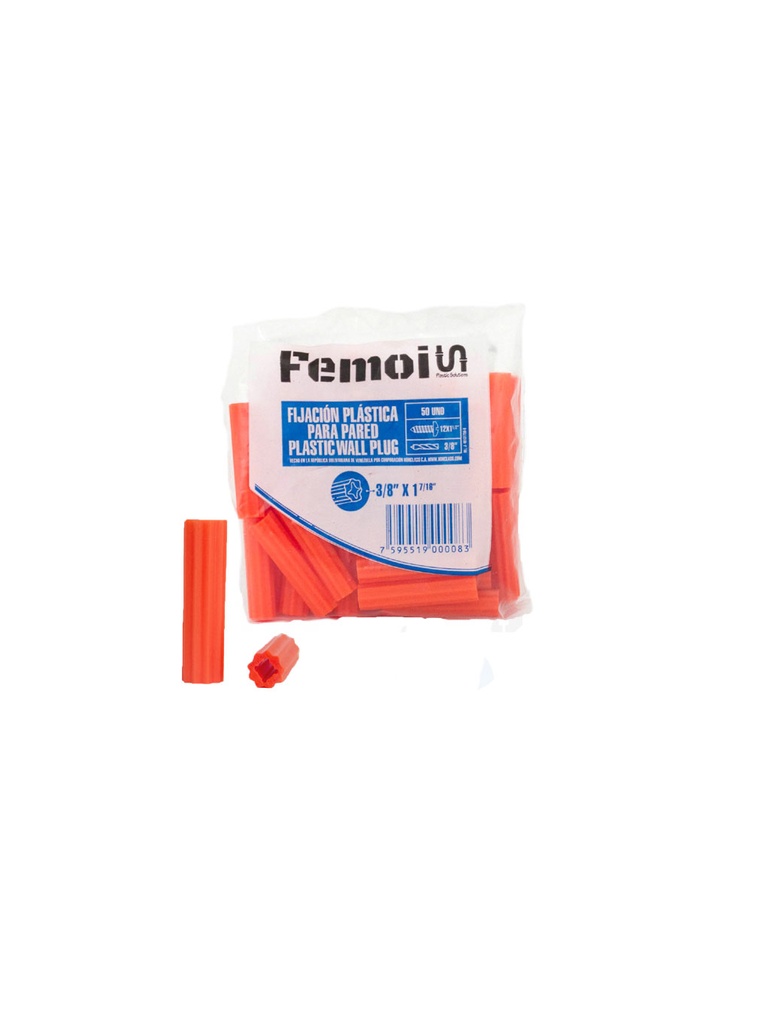 RAMPLUG NARANJA 3/8 x 50 UNID FEMOI 1-427