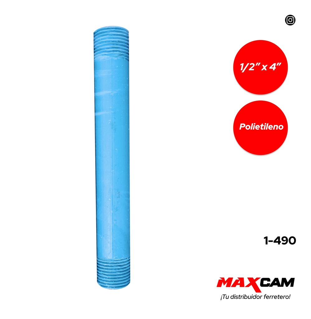 NIPLE PVC PRESS SCH 80 1/2" x 4 PULG AZUL 1-490