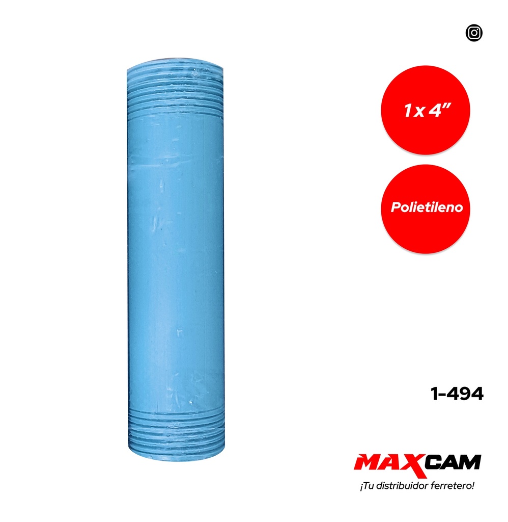 NIPLE PLASTICO 1 x 4" AZUL x UNID 1-494
