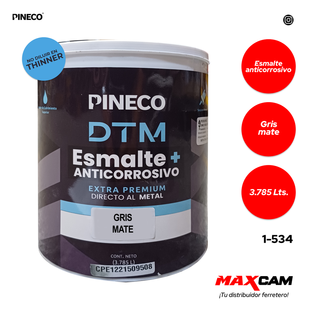 PINTURA ESMALTE ACRILICO GRIS MATE x GALON PRESTIGE 1-534