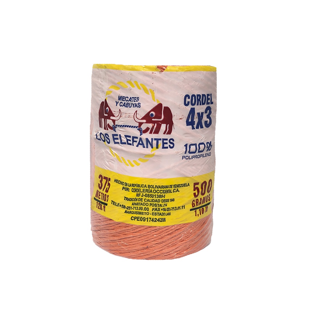 CORDEL 4X3 ANARANJADO (PP 30 ELEFANTE) 1-729