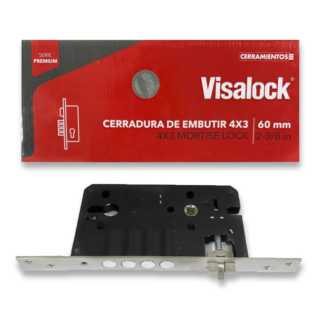 CERRADURA EMBUTIR 4x3 C/CIL DOBLE 60MM VISALOCK 1-737