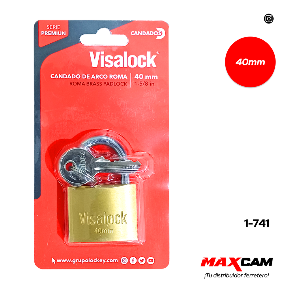 CANDADO LATON ARCO 40MM VISALOCK 1-741