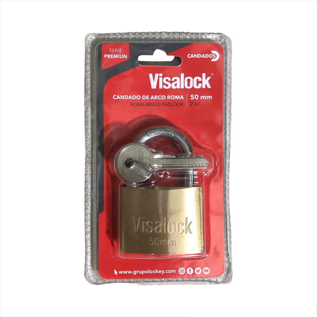 CANDADO LATON ARCO 50MM BLISTER VISALOCK 1-810