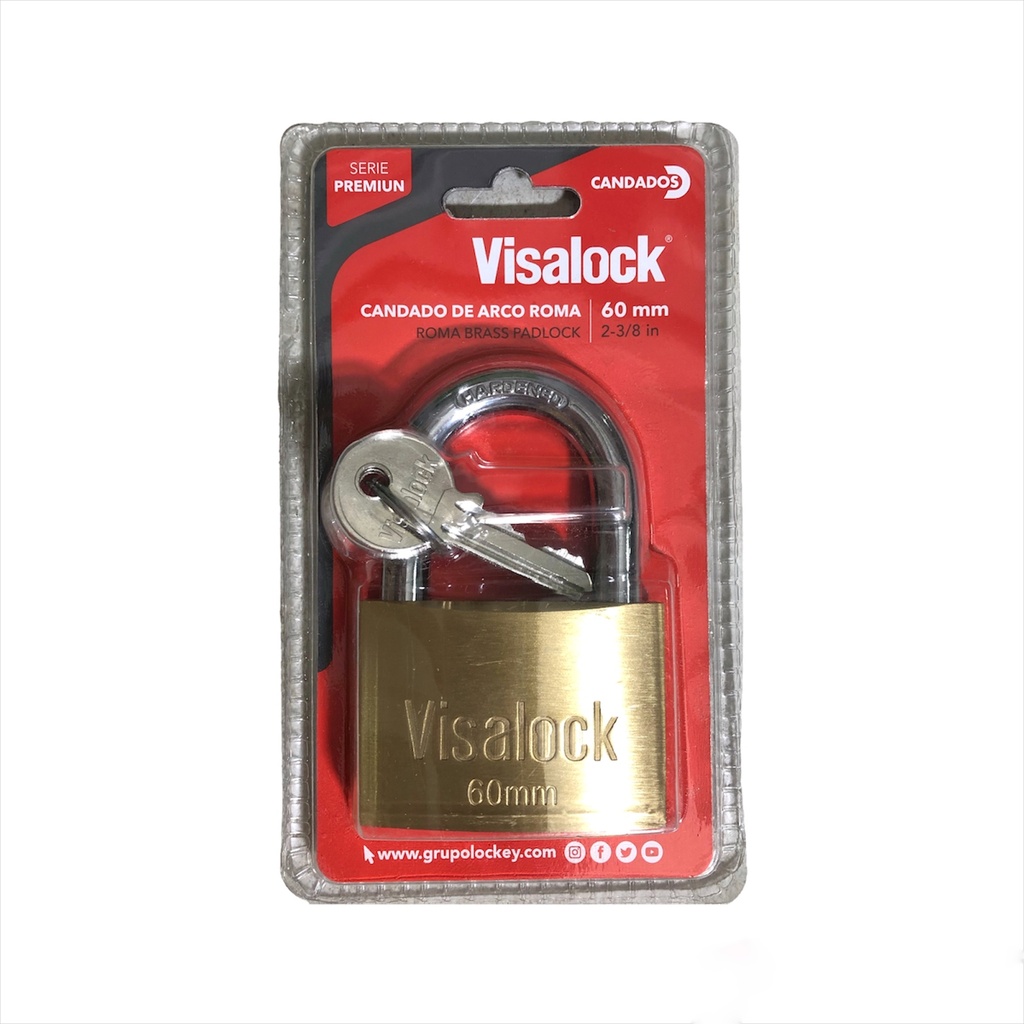 CANDADO LATON ARCO 60MM BLISTER VISALOCK 1-811