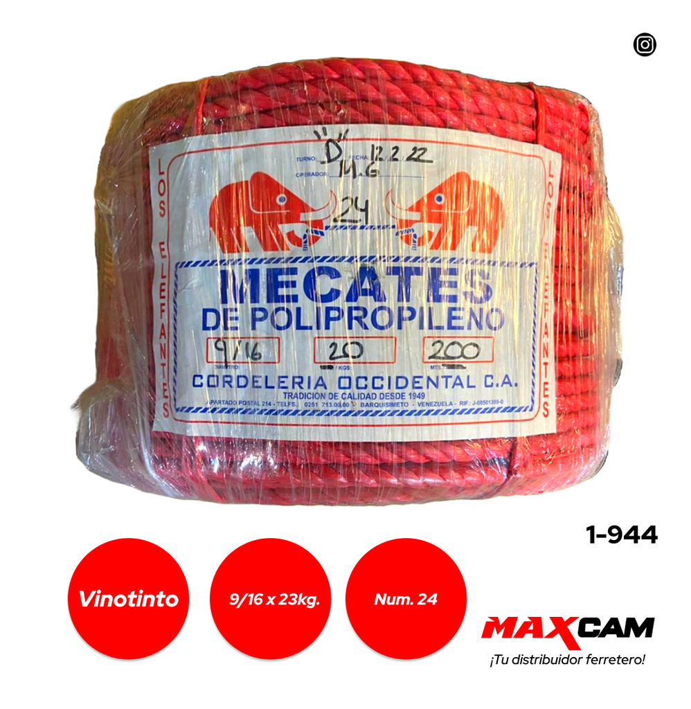 MECATE ELEFANTE VINOT 9/16 x 23 KG (NUM 24) 1-944