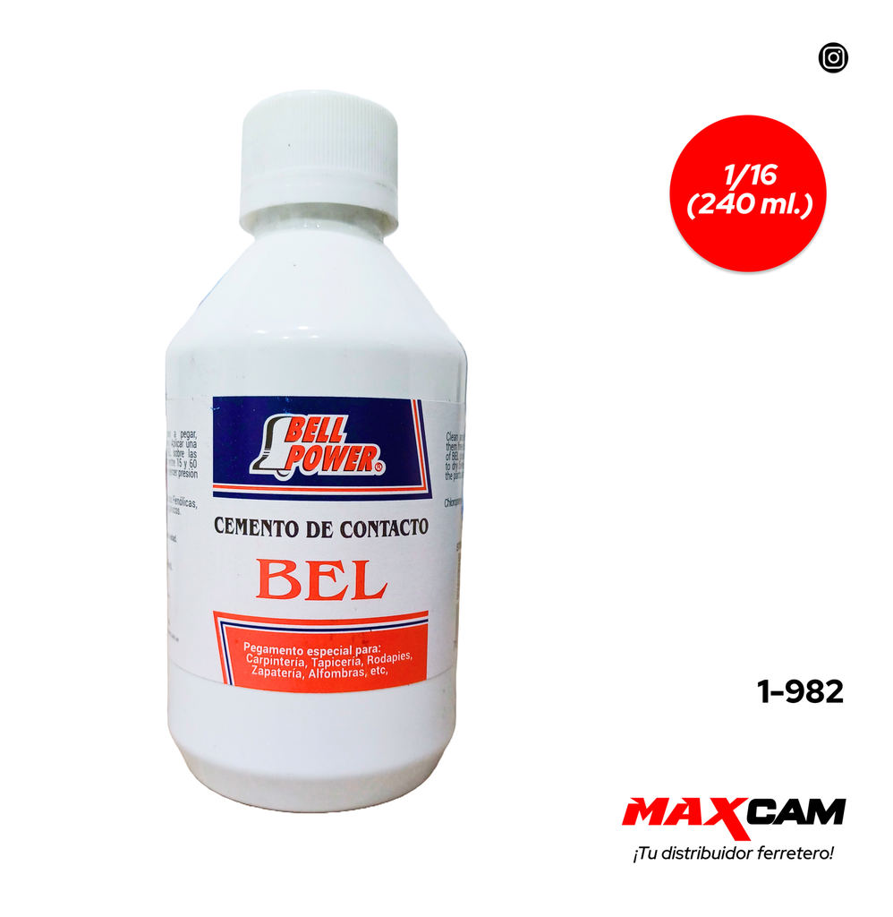 CEMENTO CONTACTO x 1/16 (240ML) BELL POWER 1-982