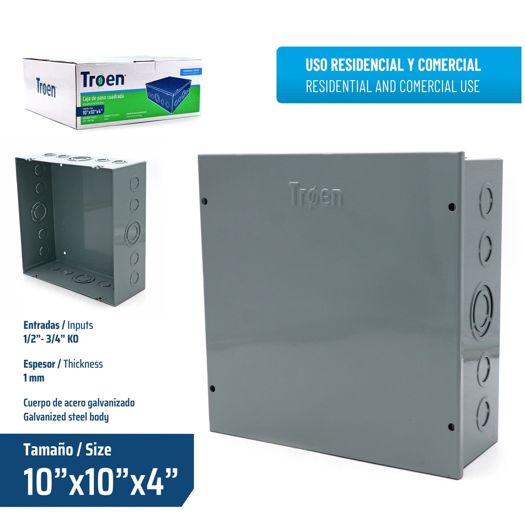 CAJA DE PASO 10"x10"x4" TROEN 9-236
