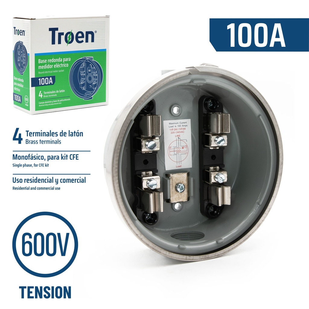 BASE PARA MEDIDOR ELECTRICO 100A  TROEN 9-239