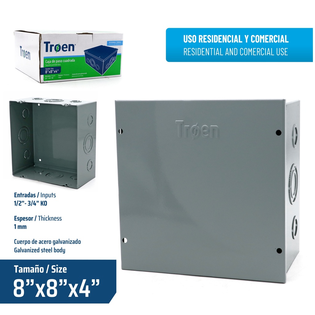 CAJA DE PASO 8X8X4" TROEN 9-243