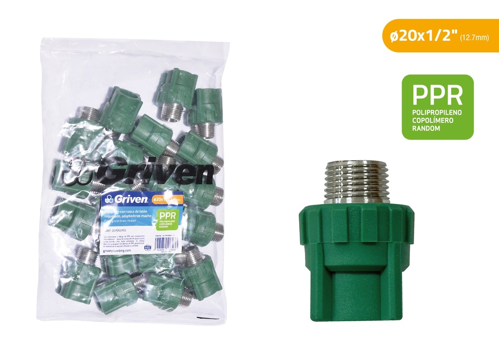 ADAPTADOR PPR 12,7MM x 1/2" C/MR MET GRIVEN 9-247