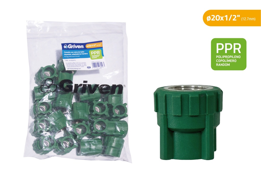 ADAPTADOR PPR 12,7MM x 1/2" C/HR MET GRIVEN 9-251
