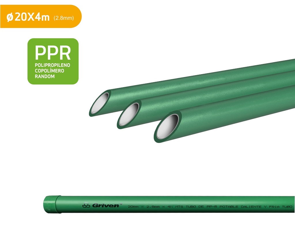 TUBO PPR 2,8MM 4 MTS GRIVEN 9-255