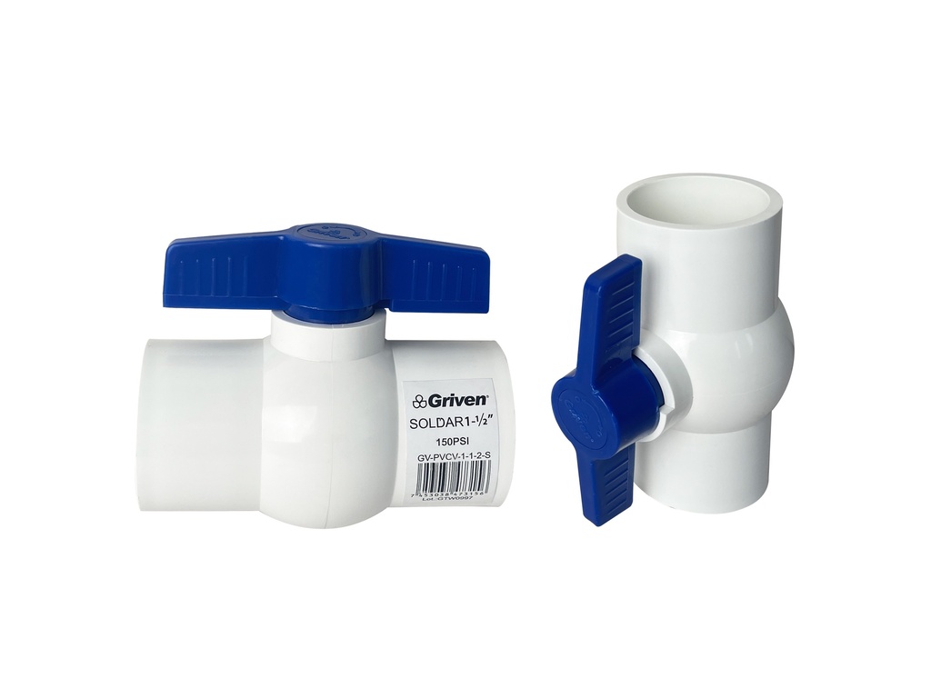 LLAVE DE BOLA PVC SOLDAR X 1 1/2" GRIVEN 9-273