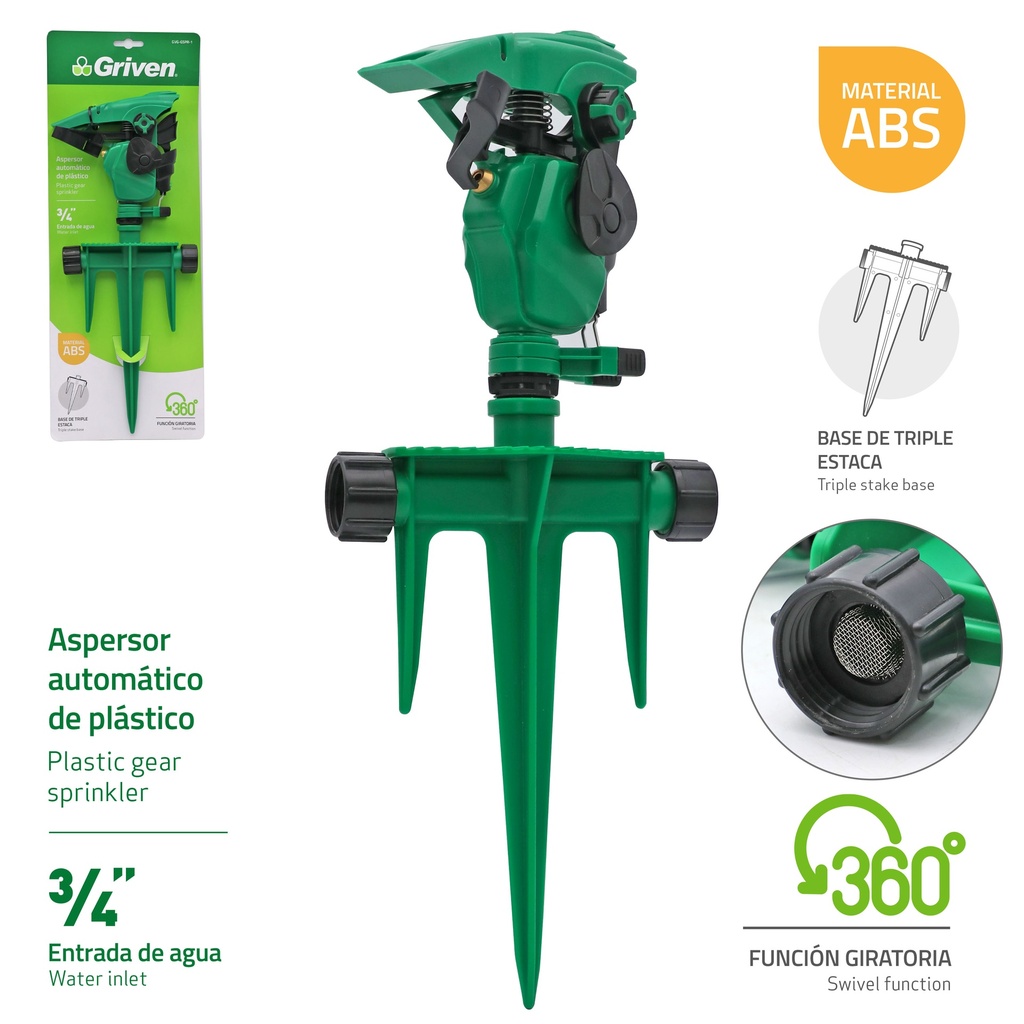 ASPERSOR CON ESTACA x 3/4" 360° GRIVEN 9-275