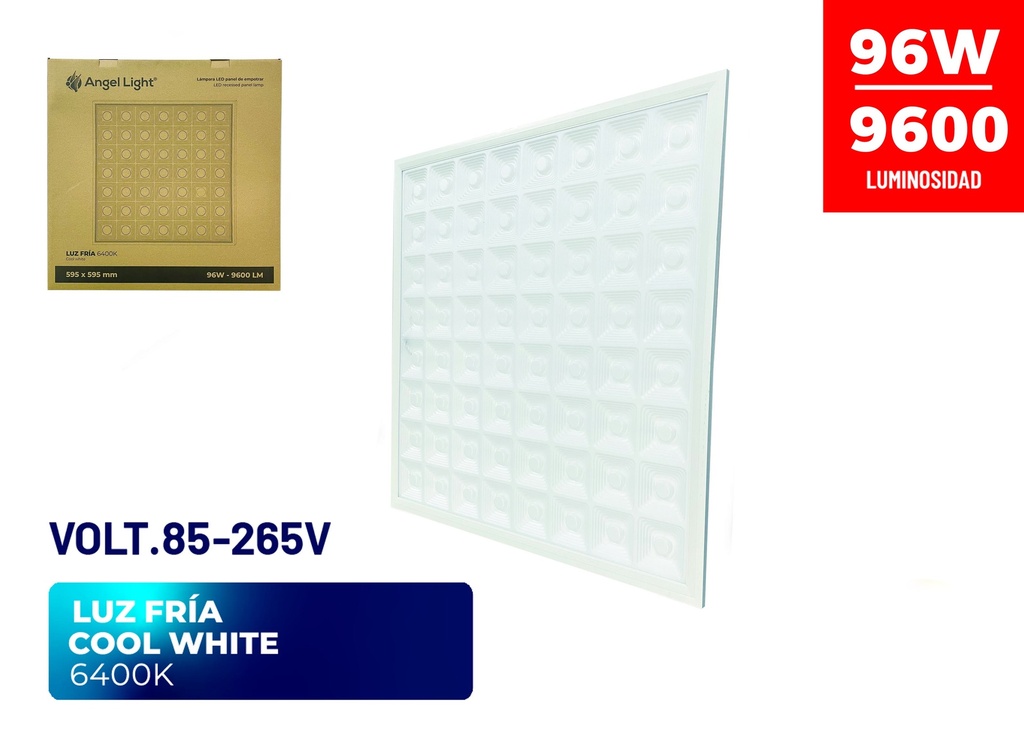 PANEL LED EMP CUAD 595 x 595 mm LUZ FRIA 96W ANGEL L 9-289