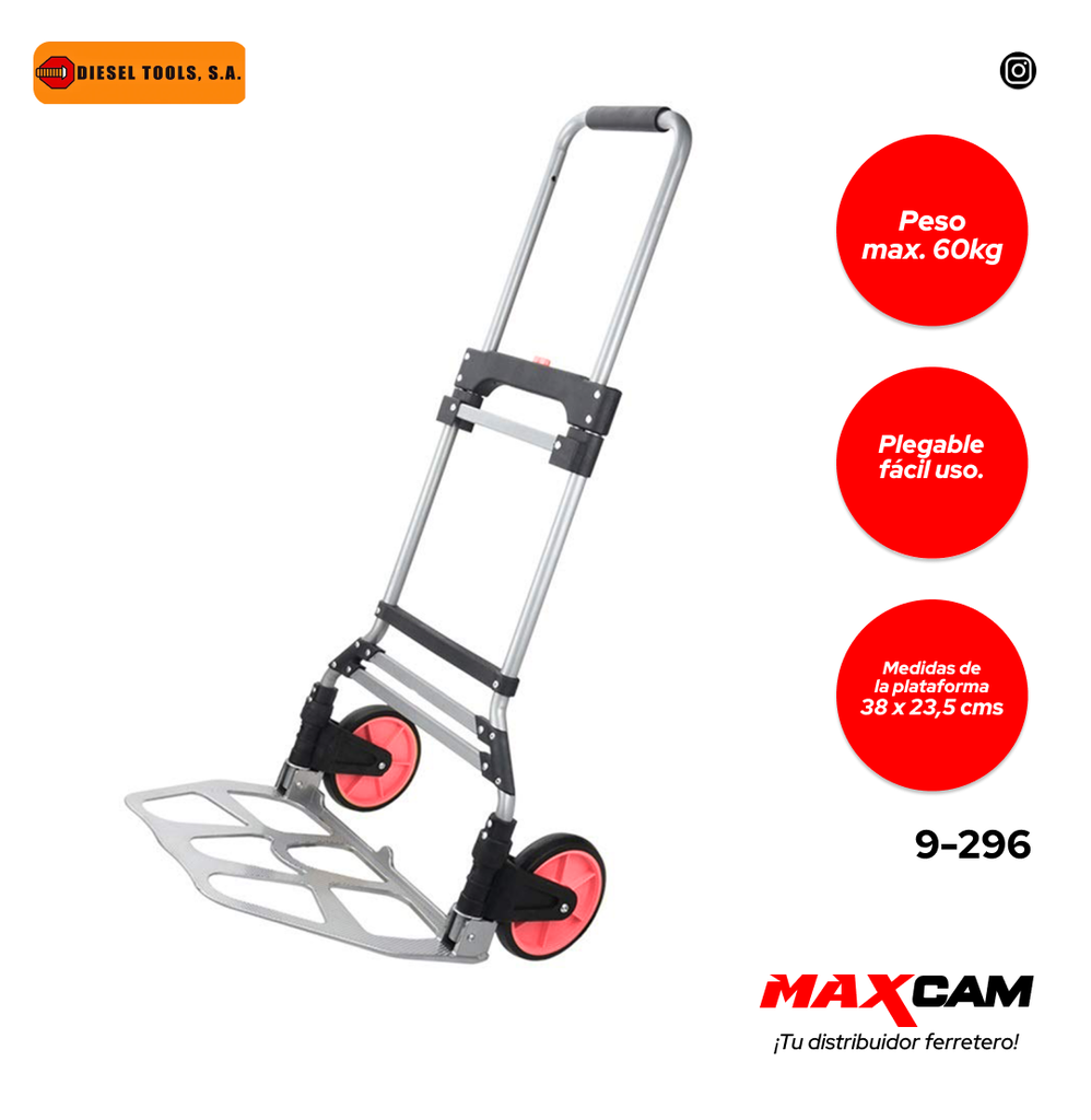 CARRUCHA PORTATIL PLEGABLE 60KG DIESEL TOOLS 9-296