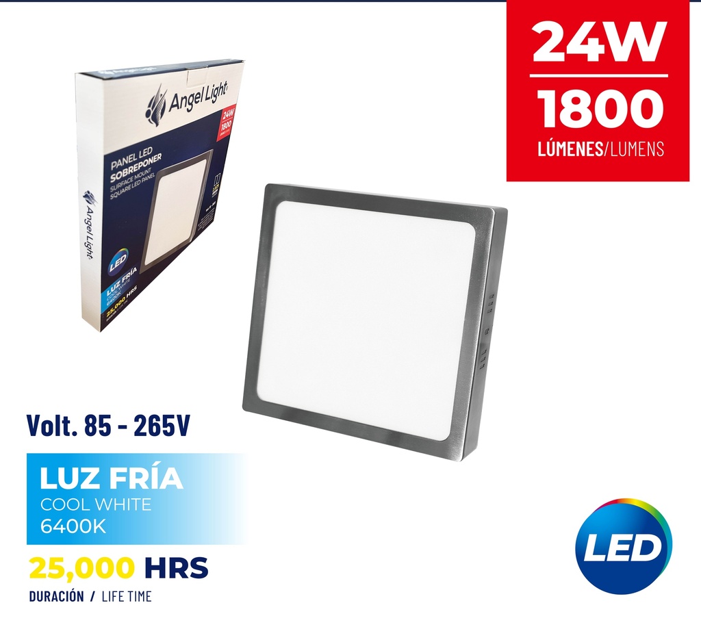 PANEL LED SUPER NIQUE CUAD LUZ FRIA 24W ANGEL L 9-326