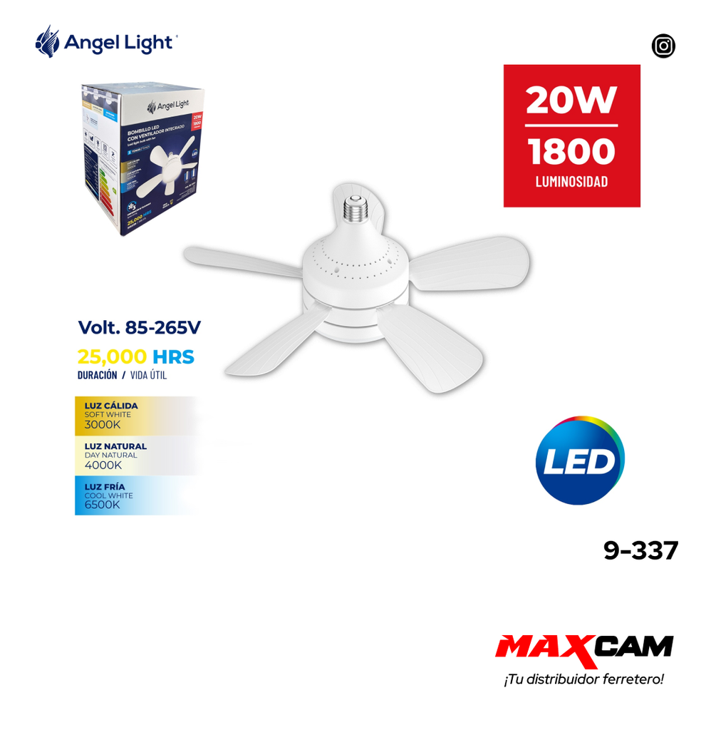BOMBILLO VENTILADOR LED 20W ANGEL LIGHT 9-337