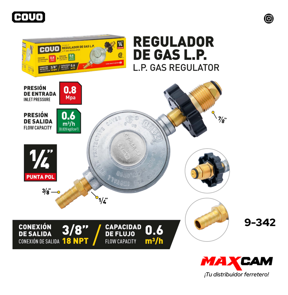 REGULADOR PUNTA POL 18KG - 43KG COVO 9-342