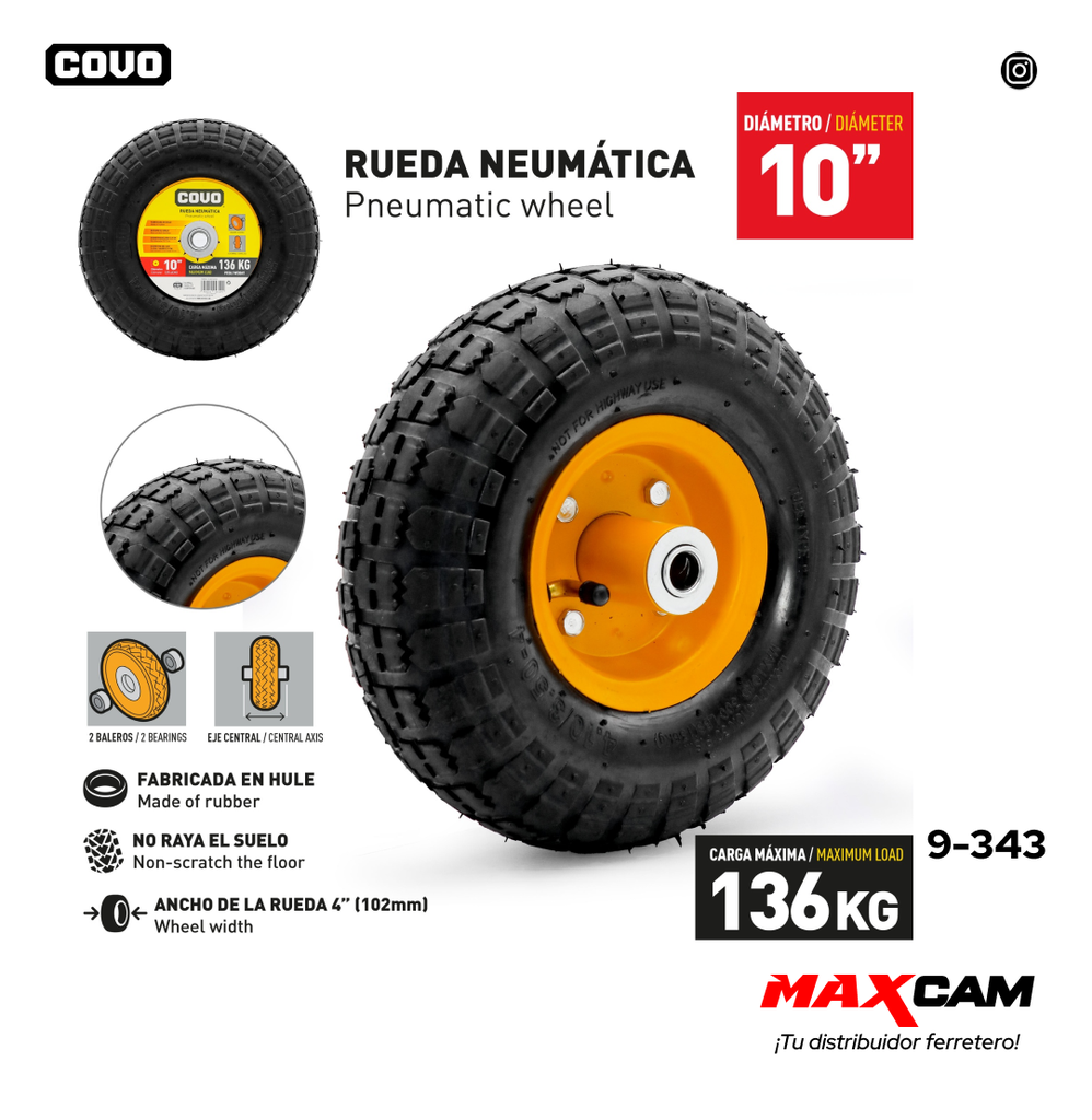 RUEDA NEUMATICA 10" COVO 9-343