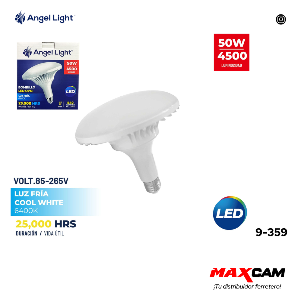 BOMBILLO LED OVNI 50W LUZ FRIA ANGEL L 9-359
