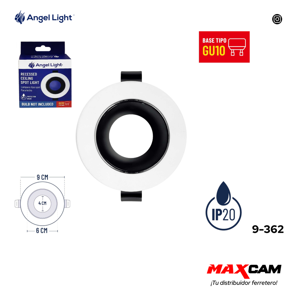 BASE P/SPOT P/TECHO RED (NO INCLUYE BOMBILLO) ANGEL L 9-362
