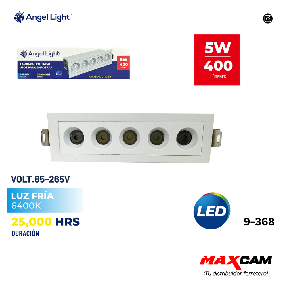 SPOT LINEAL BLANCO LED 5W LUZ FRIA ANGEL L 9-368