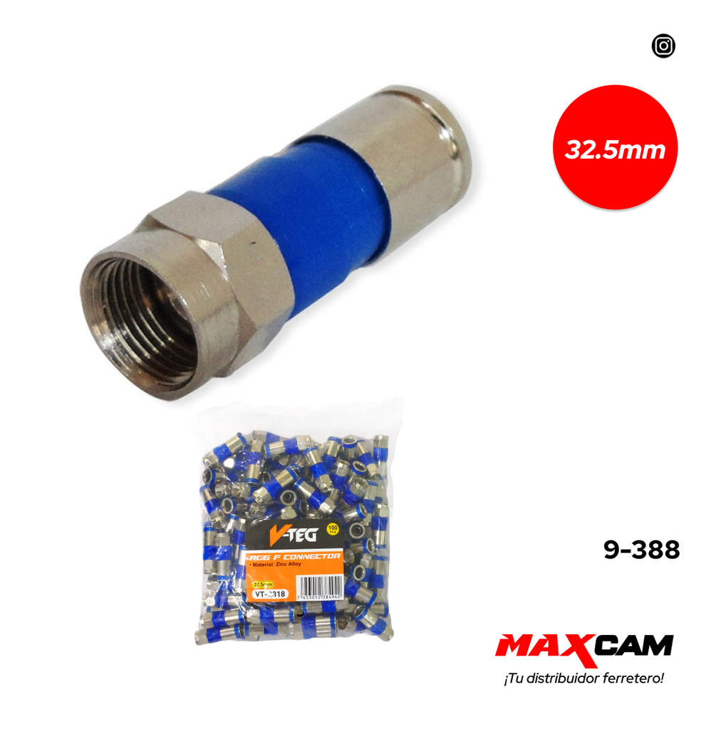 CONECTOR COAXIAL RG6 AZUL x UNID V-TEG 9-388