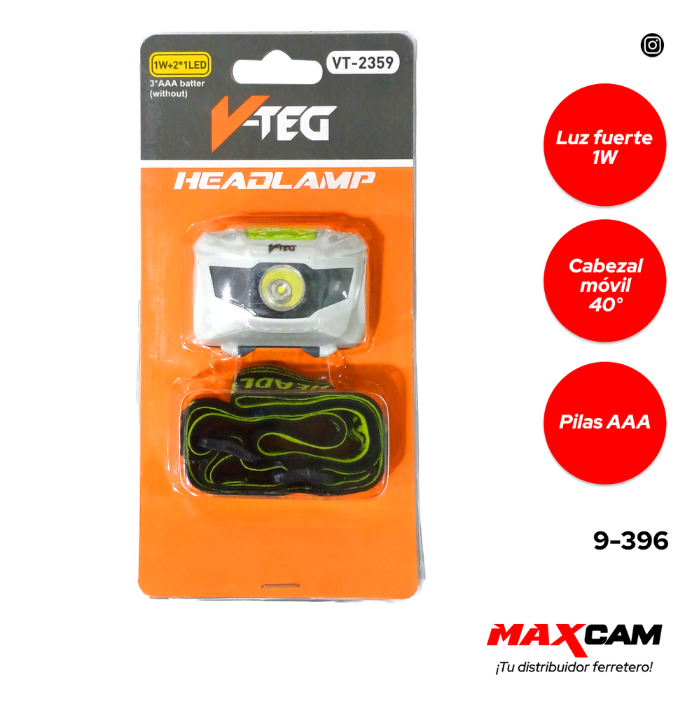 LINTERNA MINERA LED 1W (3 BATERIA AAA) V-TEG 9-396