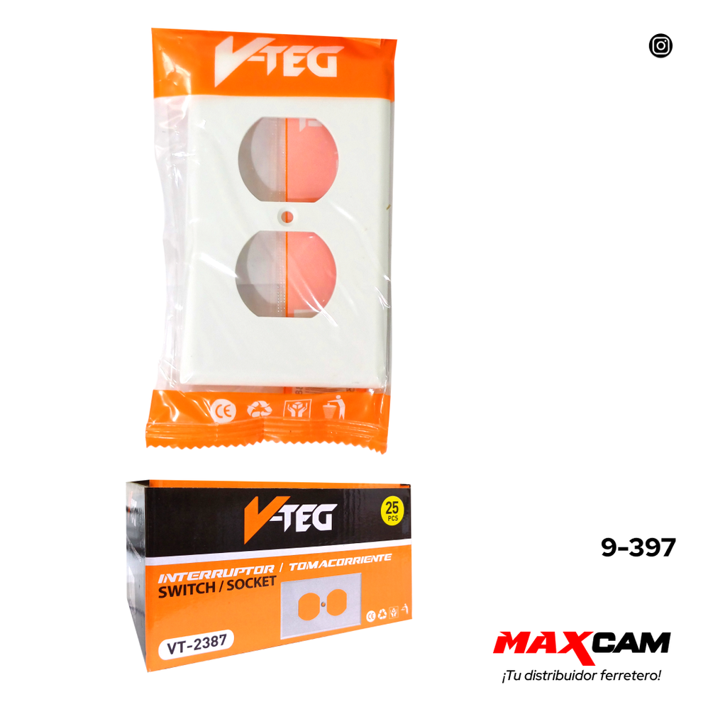 TAPA P/TOMA DOBLE 270 BLANCA V-TEG 9-397