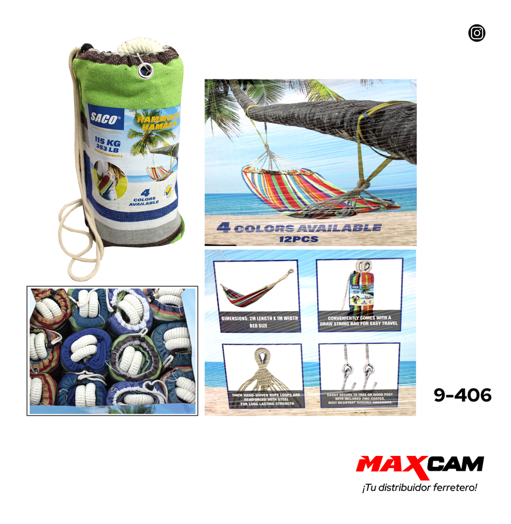 HAMACA 1MTS x 2MTS 115KG 9-406