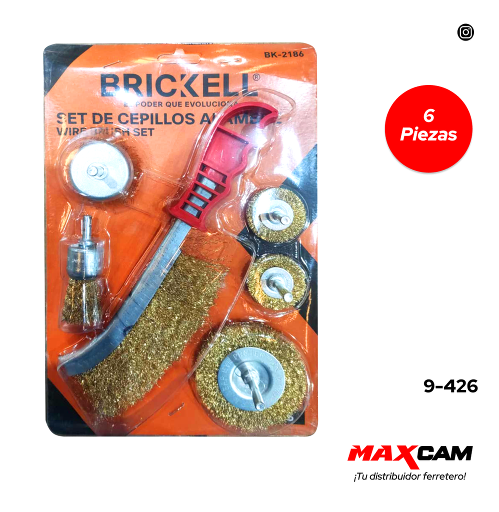JUEGO CEPILLO ALAMBRE 6 PCS BRICKELL 9-426