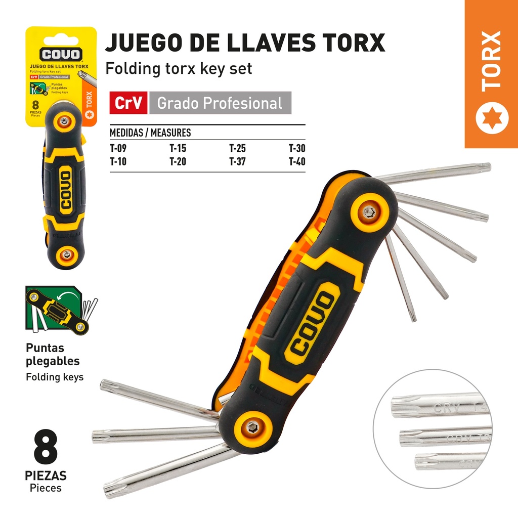 LLAVE ALLEN TORX 8 PCS COVO 9-475
