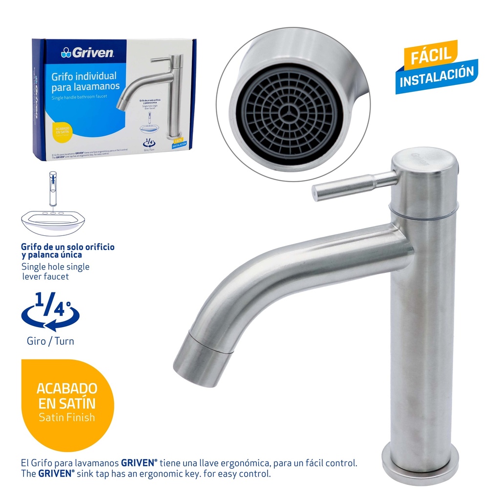 LLAVE LAVAMANO INDIV SATIN GRIVEN 9-490